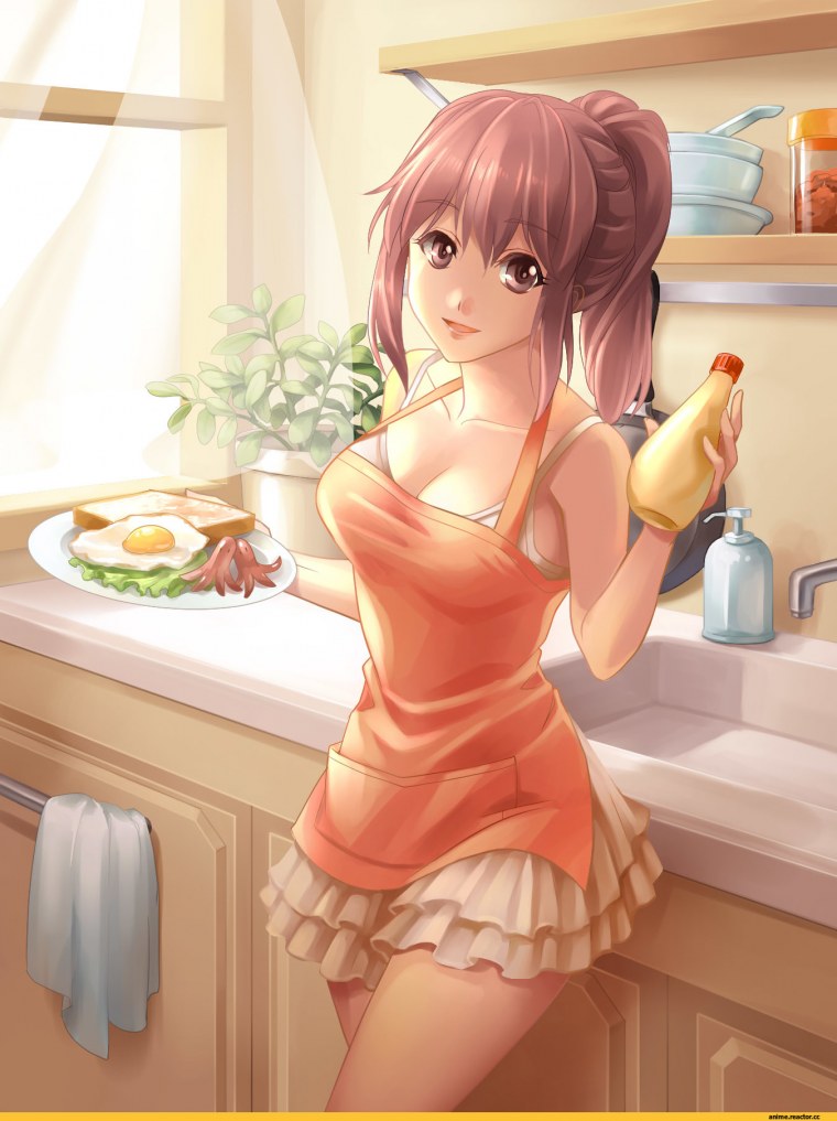 Аниме девушка в переднике