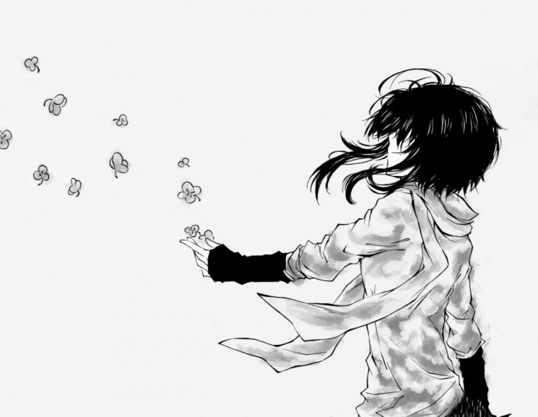 Аниме черно белое грусть