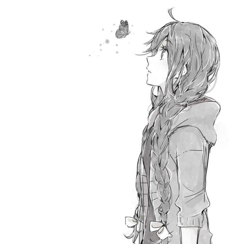Аниме арты черно белые грустные