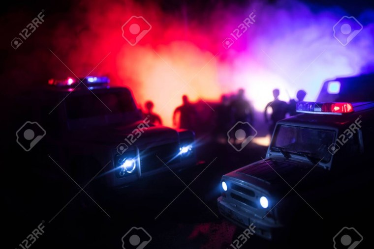 Много полицейских машин ночью