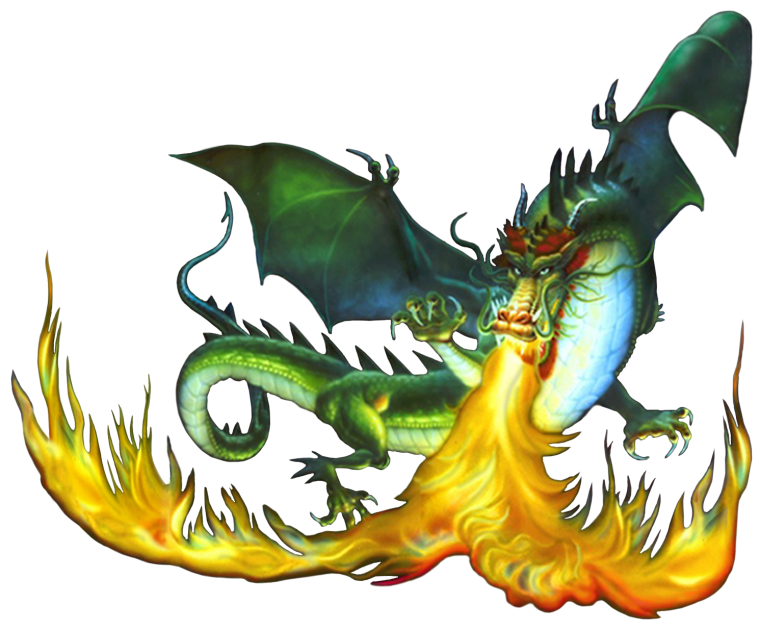 Зеленый огнедышащий дракон