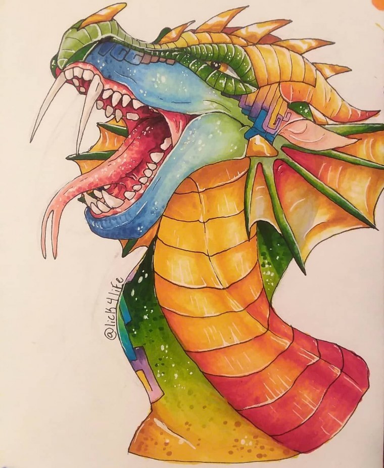 Дракон с чипсами иллюстрация