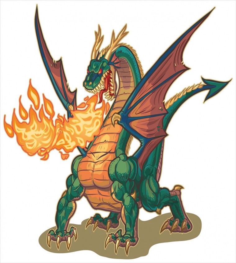 Динозавр с огнем мультяшный