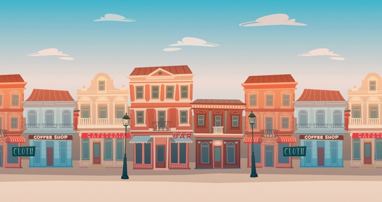 Мультяшная улица в городе