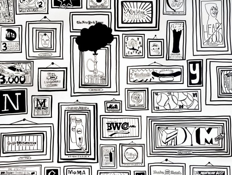 Распечатки на стену черно белые