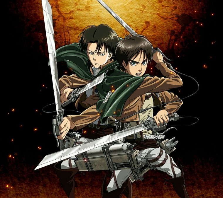 Эрен и Микаса поцелуй