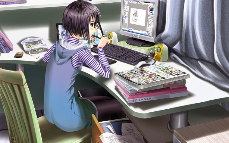 Девочка за компом