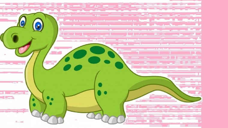 Мультяшные Динозаврики на белом фоне