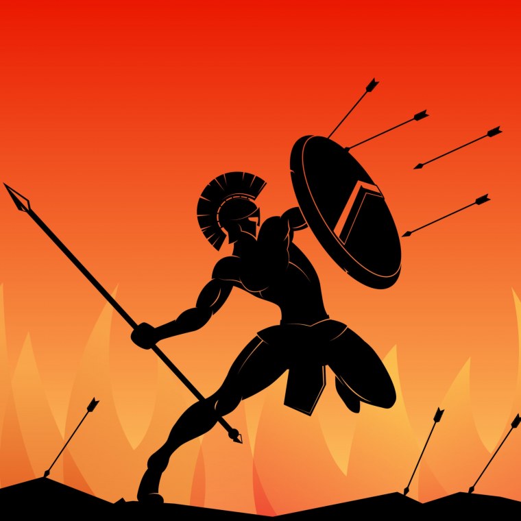 Спартанец с копьем и щитом