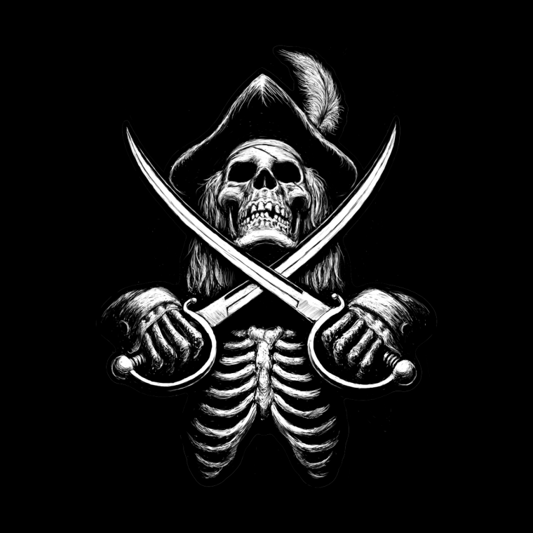 Пиратский череп на черном фоне