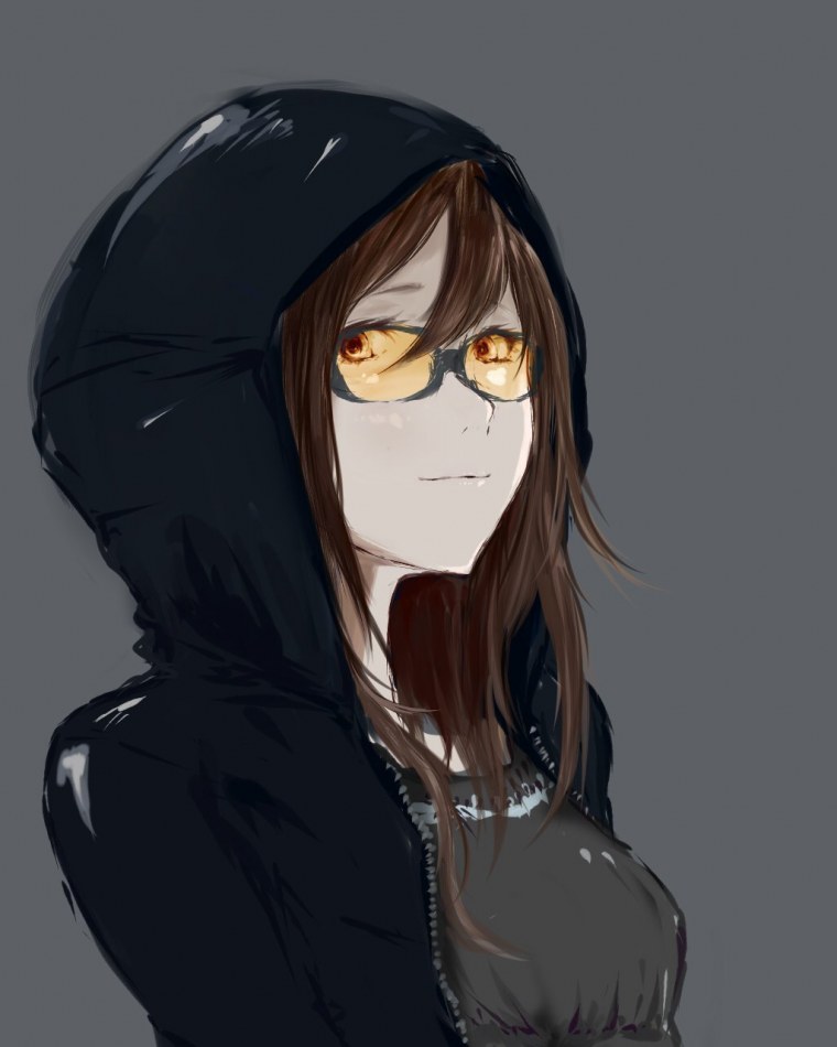 Аниме девушка в темных очках