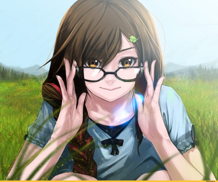 Аниме шатенки в очках