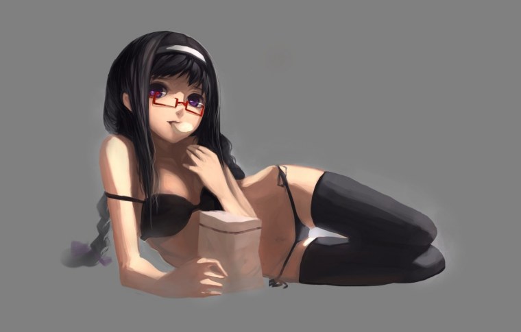 Аниме девушка в черном белье