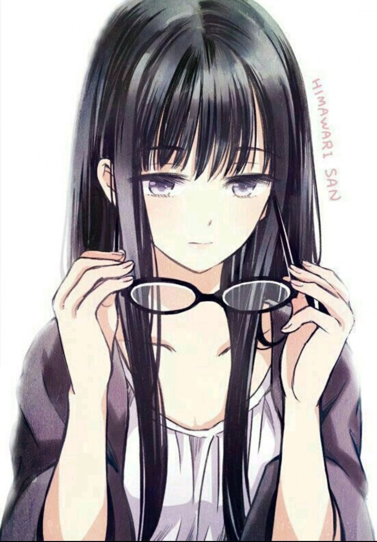 Аниме брюнетка в очках