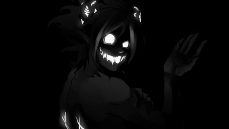 Злая улыбка на белом фоне