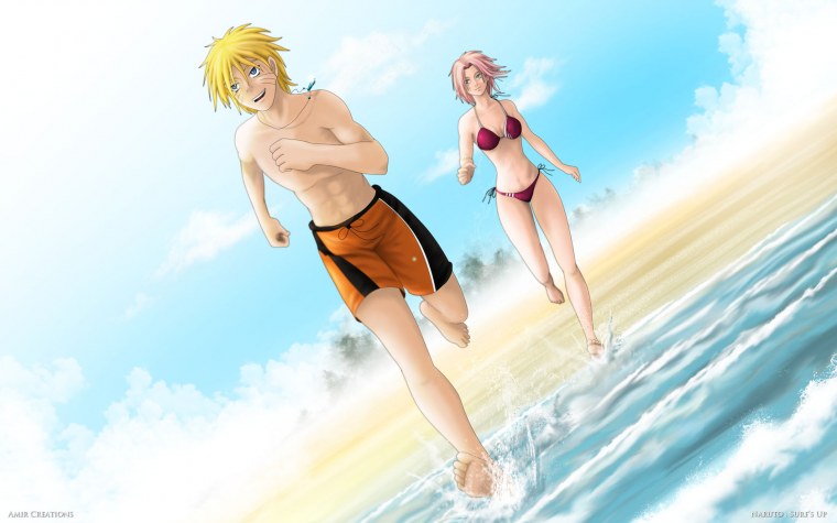 Наруто и Хината на пляже