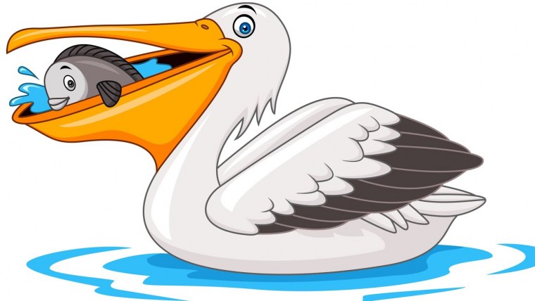 Пеликан мультяшный