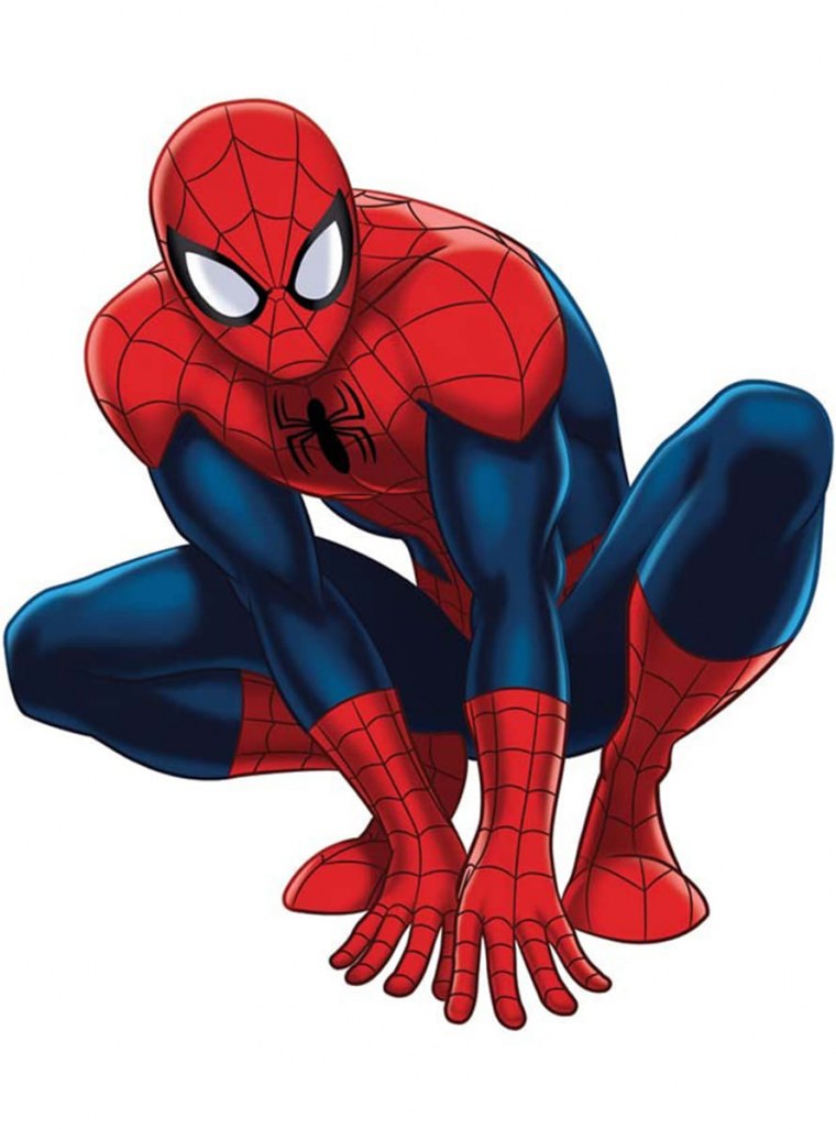 Человек паук сидит на белом фоне