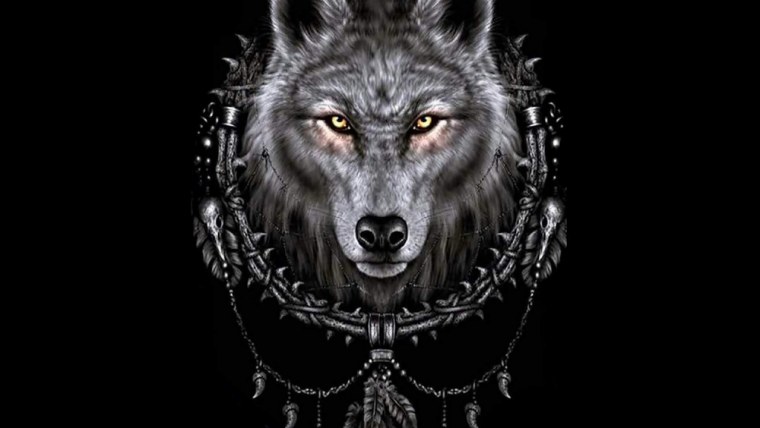 Волк на черном фоне