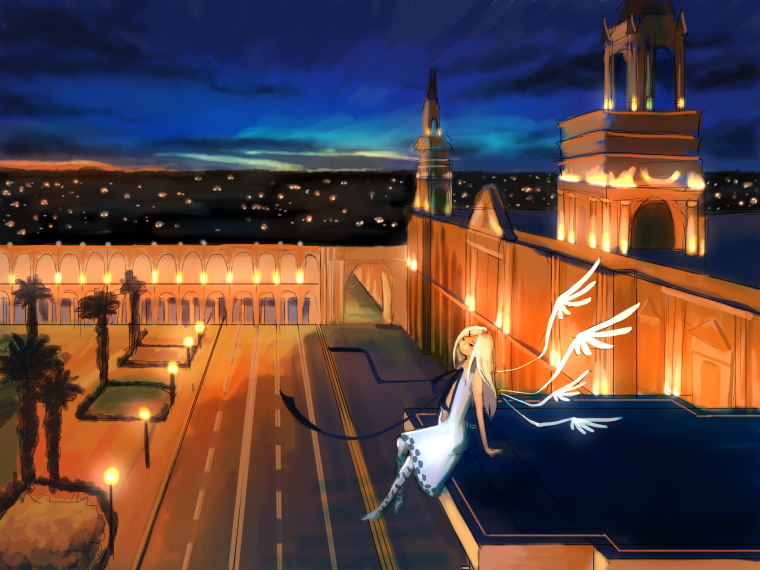 Аниме фон крыша