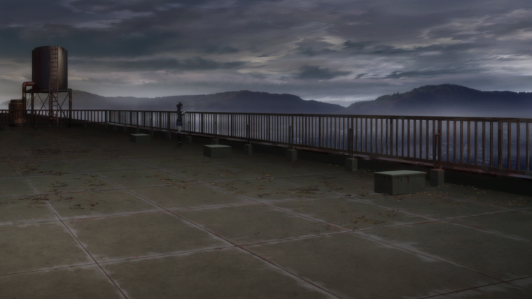 Аниме фон крыша вечер