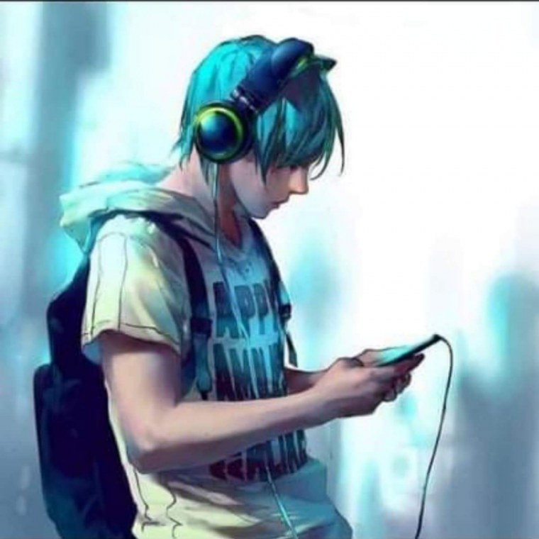 Аниме парень в наушниках