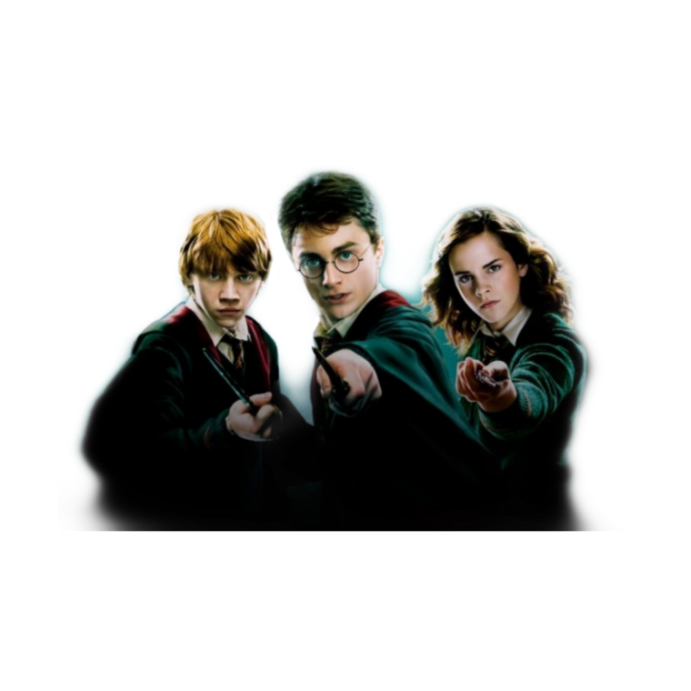 Гарри Рон и Гермиона на белом фоне