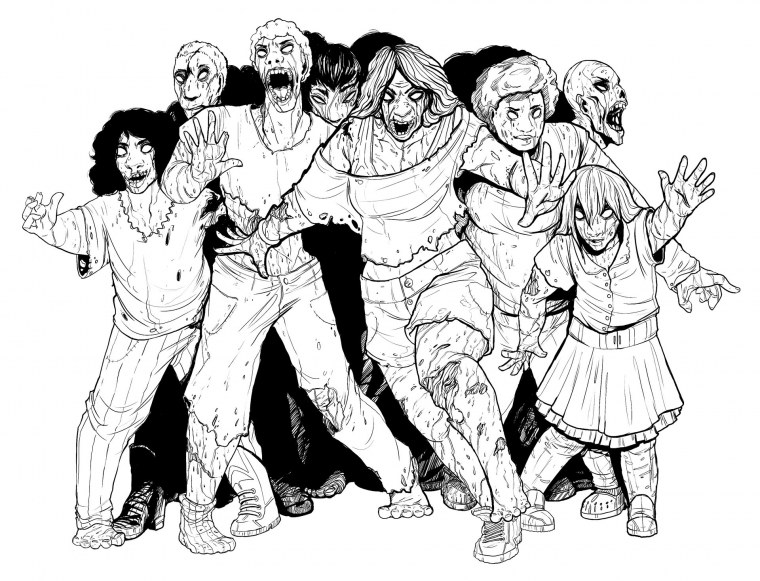 Толпа людей на зеленом фоне