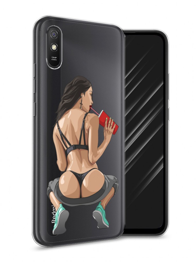 Xiaomi Redmi 9c чехол девушка новый год жидкий