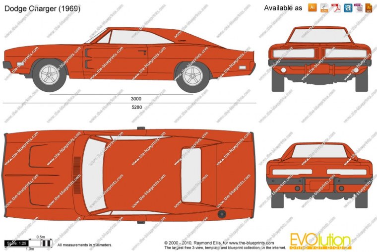 Dodge Charger 1969 чертежи