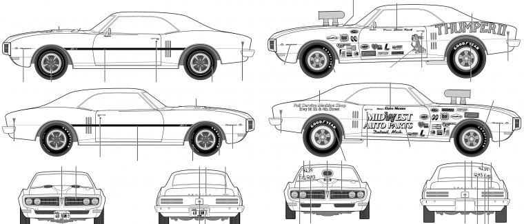 Dodge Charger 1969 чертежи