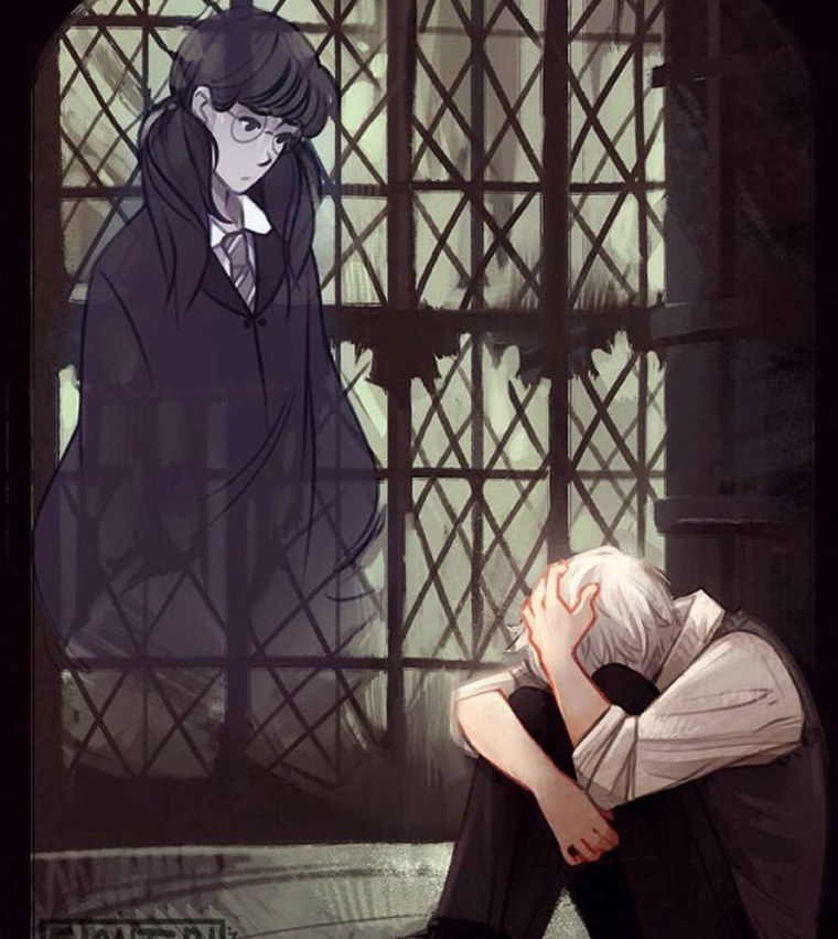 Плакса Миртл и Драко Малфой арт