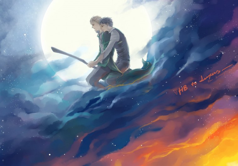 Драко Малфой на метле арт