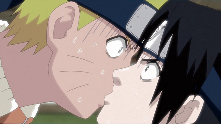 Наруто и Саске поцелуй