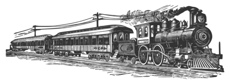 Старый поезд на белом фоне