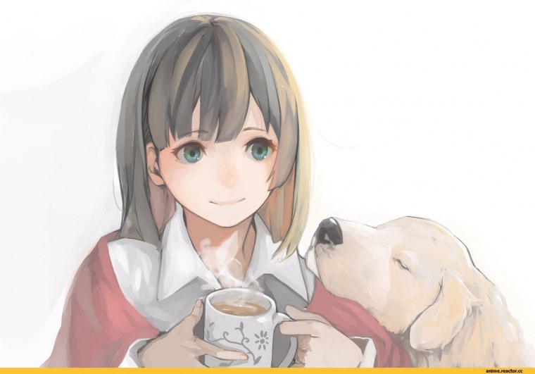 Аниме девушка с чашкой