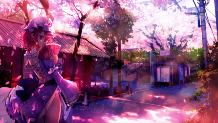 Аниме фон в фиолетовых тонах