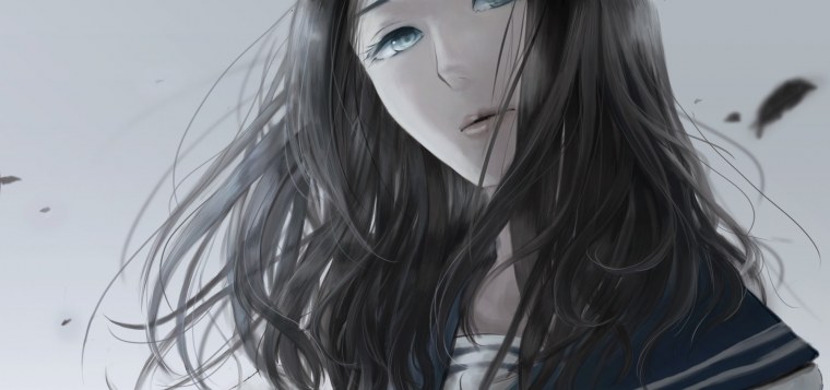 Брюнетка с серыми глазами аниме