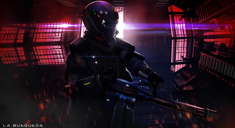 Неоновый солдат арт