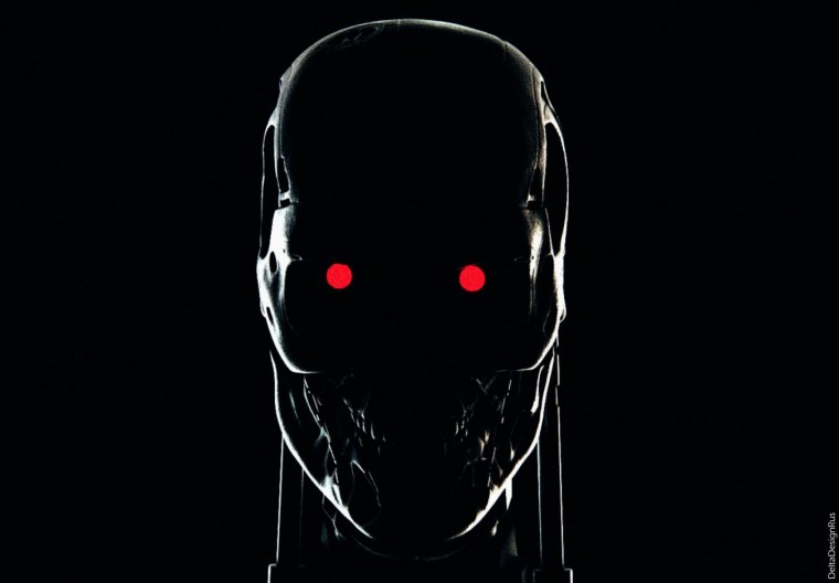 Черный робот с красными глазами