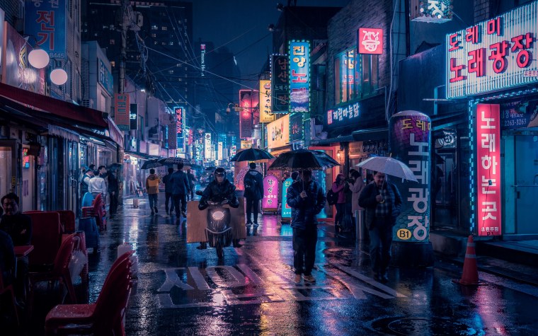 Корея Южная Сеул Эстетика неоновый