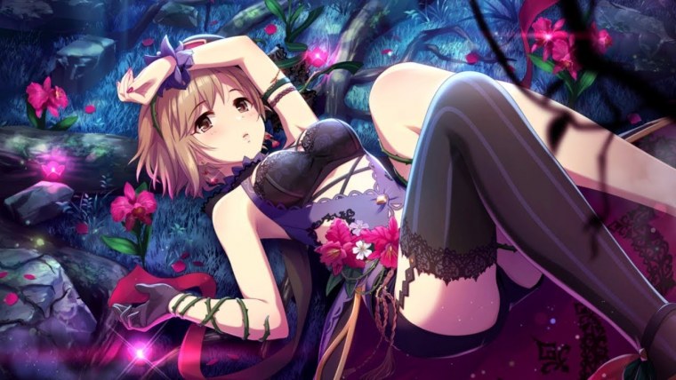 Аниме тянка в эротических чулках или колготках