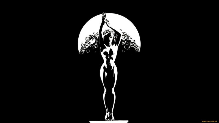 Женский силуэт на черном фоне