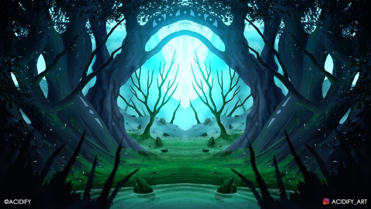 Лес фантастическое окружение 3д