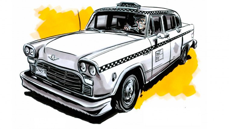 Машина такси на прозрачном фоне