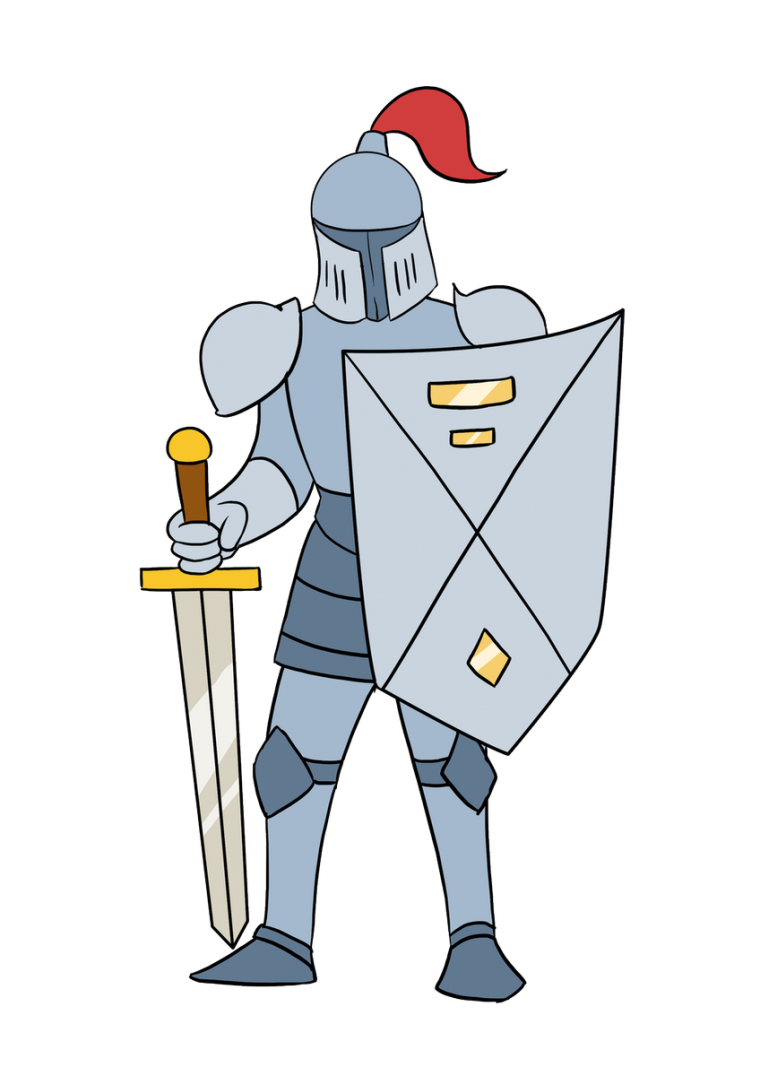 Рыцарь прикрывает щитом