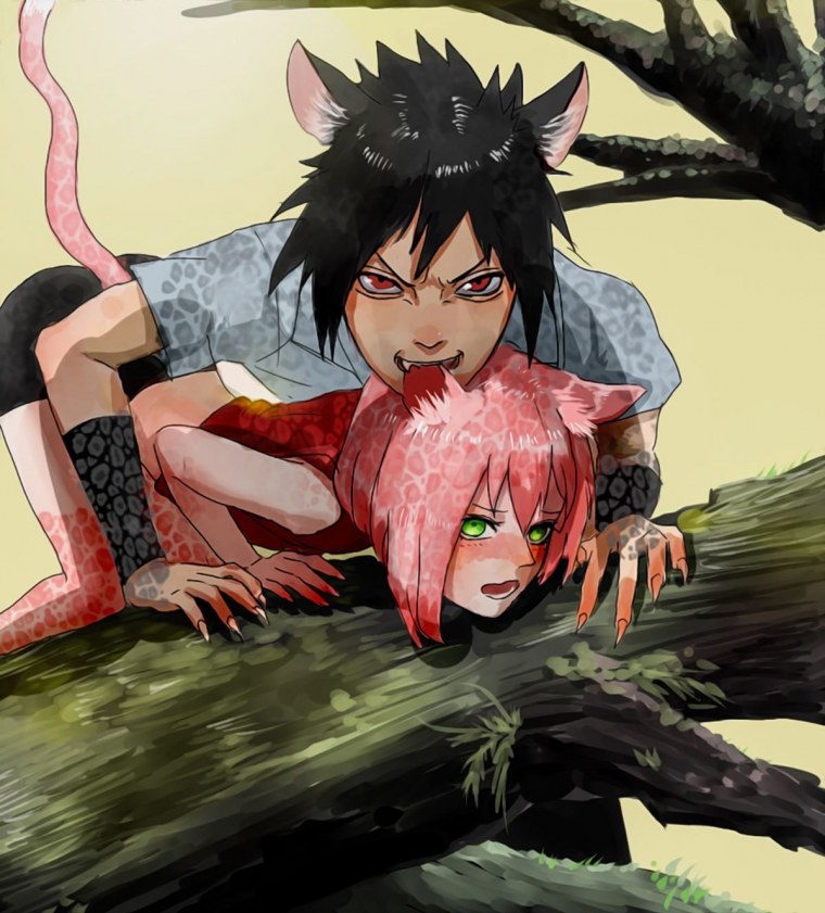 Наруто и Саске неко