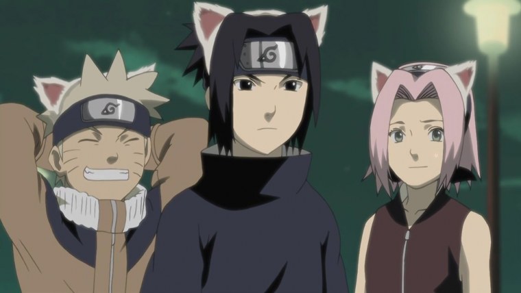 Наруто Саске и Сакура с ушками