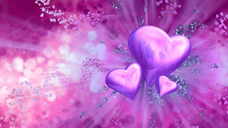 Фиолетовые сердечки обои