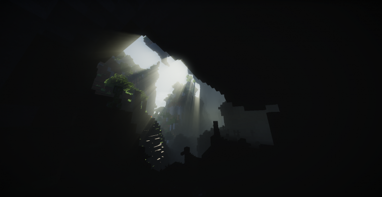 Страшная пещера с шейдерами майнкрафт